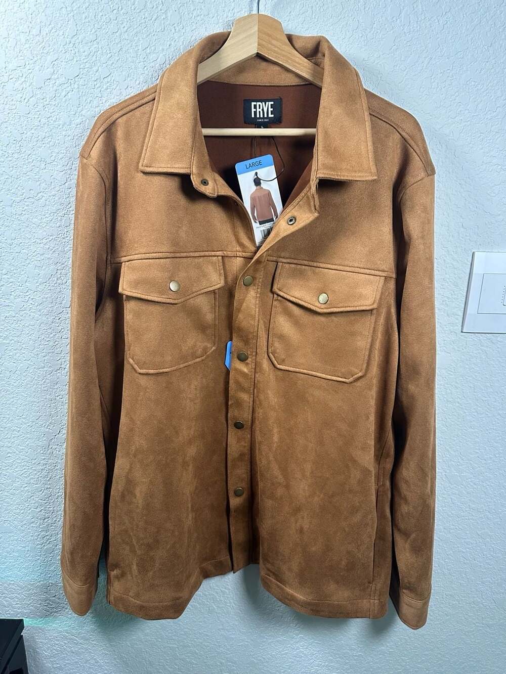 Frye Toffee Faux Suede Shirt Jacket Men's Sz Large New With Tags